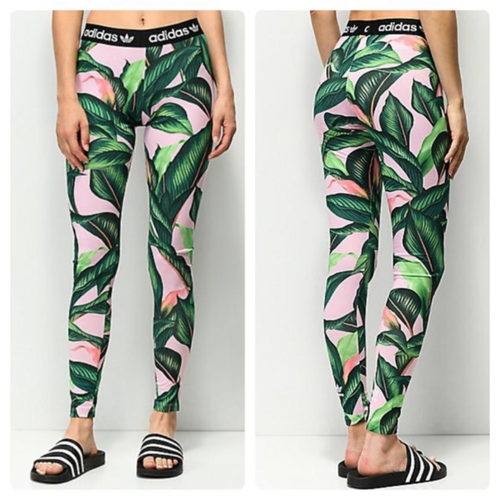 Adidas Farm Rio Pink Palm Leggings NWT Size Small